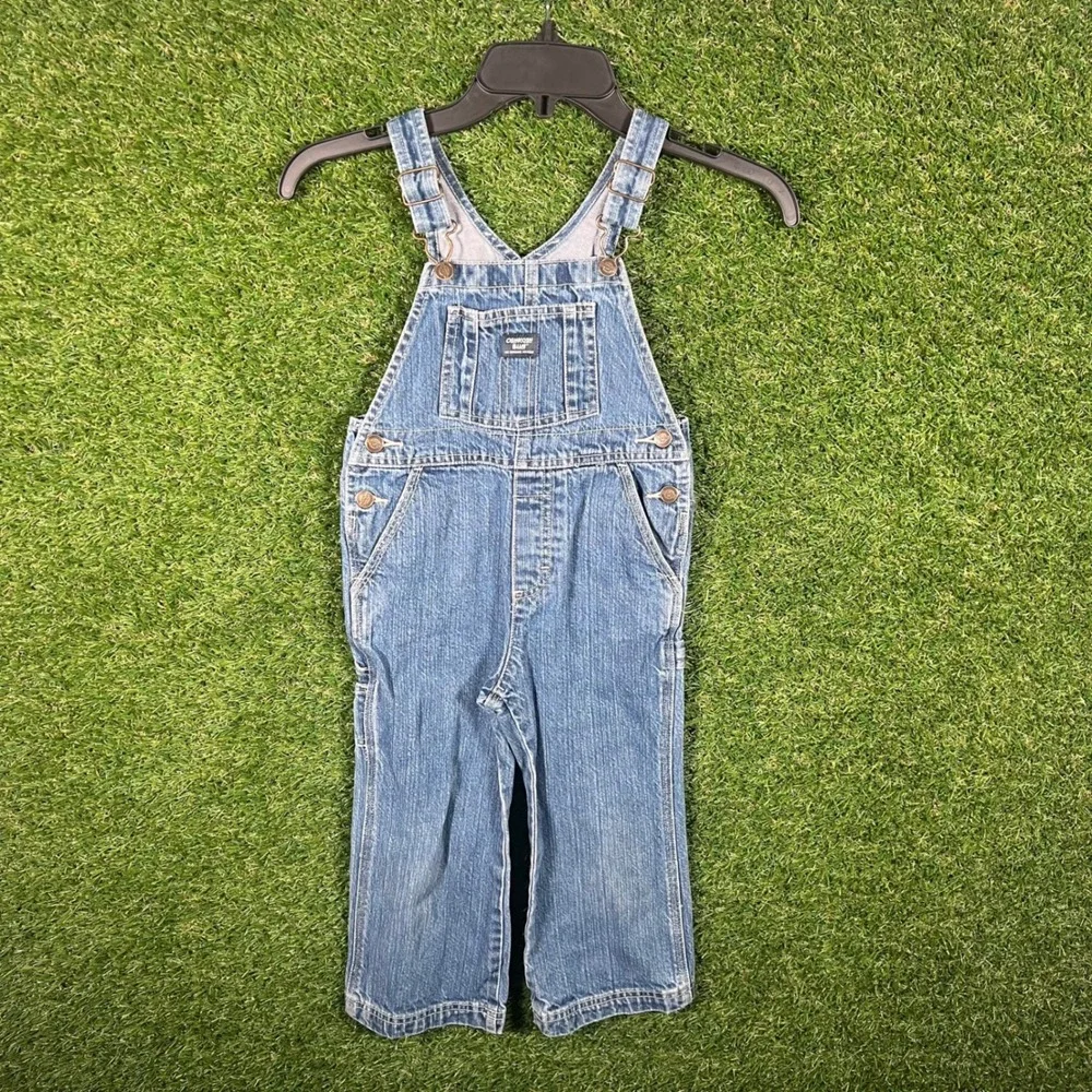 OshKosh B'gosh‎ Blue Denim Overalls Kids Size 3T Adjustable Straps